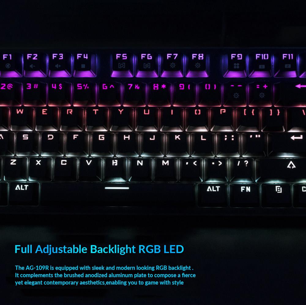 ACGAM AG-109R 105 Keys RGB Mechanical Anti-Ghosting Gaming Keyboard Spanish Layout Ergonomic Arc Full-Keyboard RGB Backlight - Black