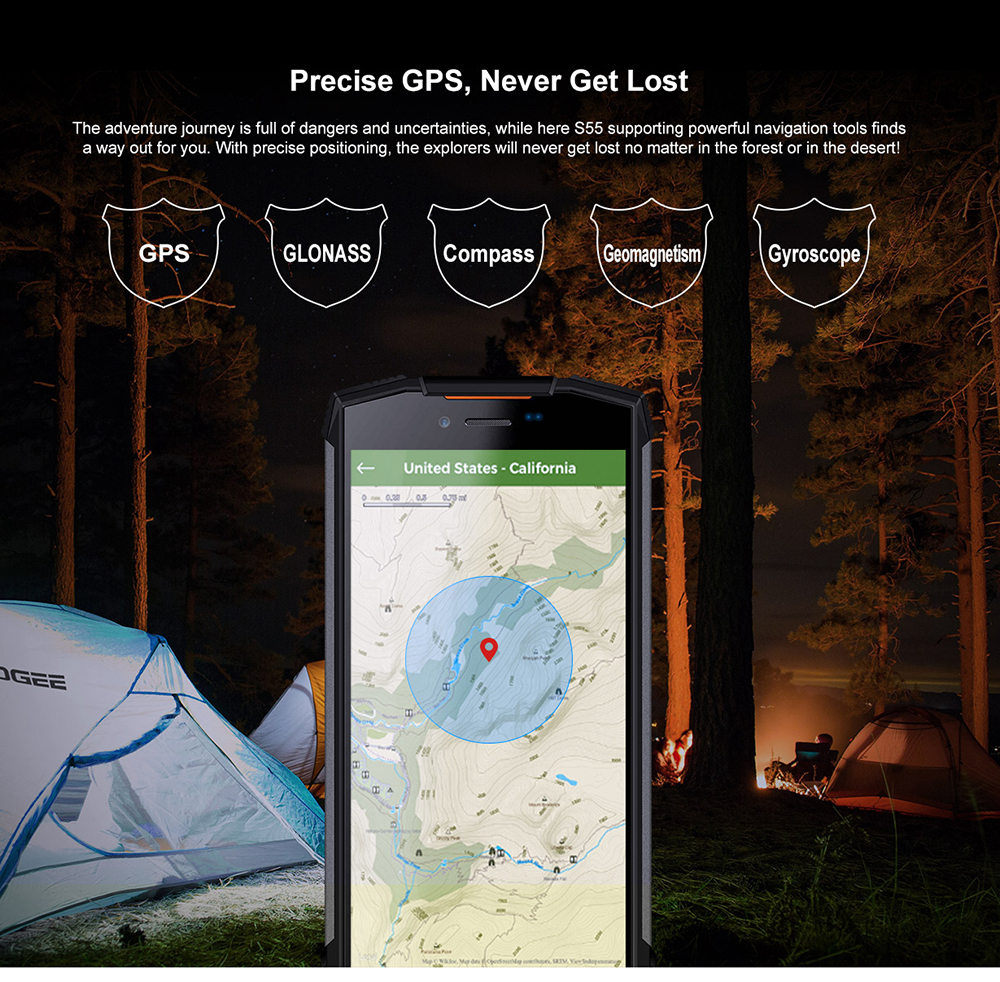 [HK Stock]DOOGEE S55 5.5 Inch 4G LTE Smartphone MT6750T 4GB 64GB 13.0MP+8.0MP Dual Rear Cameras Android 8.0 IP68 Fast Charge Touch ID - Orange