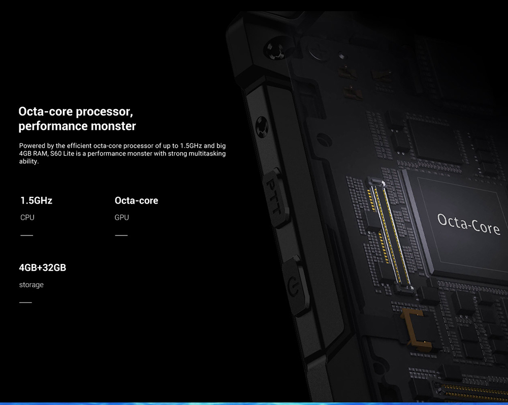 [HK Stock]DOOGEE S60 Lite 5.2 Inch 4G LTE Smartphone MT6750T 4GB 32GB 16.0MP Rear Camera Android 8.1 IP68 Wireless Charge NFC - Silver