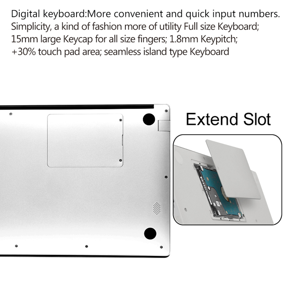 YEPO 737A6 Laptop Intel Apollo Lake J3455 Quad Core 15.6" IPS Screen 1920*1080 Windows 10 6GB RAM 256GB SSD - Silver