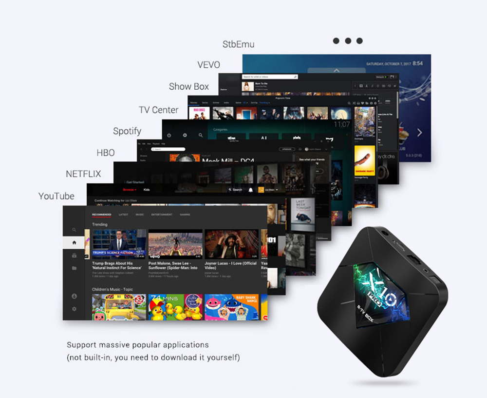 R-TV BOX X10 PRO Amlogic S905X2 Android 8.1 4GB DDR4 64GB eMMC 4K TV Box with LED Display Dual Band WiFi Bluetooth LAN USB3.0