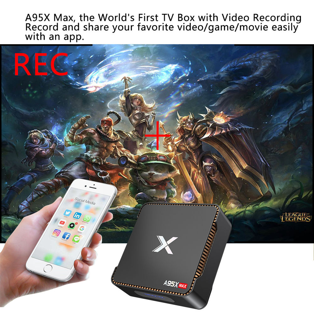 A95X MAX S905X2 Android 8.1 4GB DDR4 64GB eMMC 4K TV Box with LED Display Dual Band WiFi Bluetooth Gigabit LAN Support SATA HDD USB3.0*3