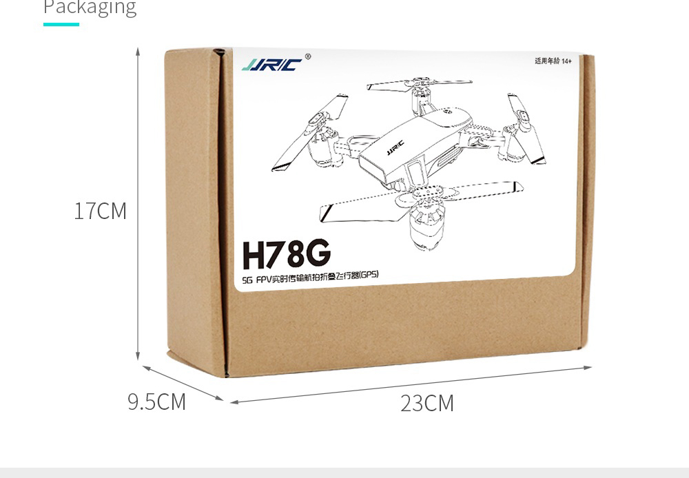 JJRC H78G 1080P GPS  5G WiFi FPV Foldable RC Drone Follow Me Mode RTF - Black