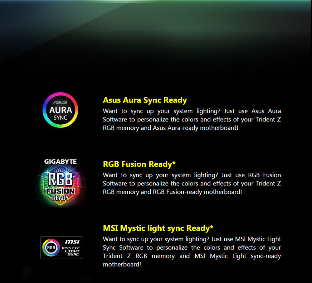 G.SKILL TridentZ RGB Series DDR4 3200MHz 32GB (4 x 8GB) Memory Modules Kit For Desktop Computer - Black