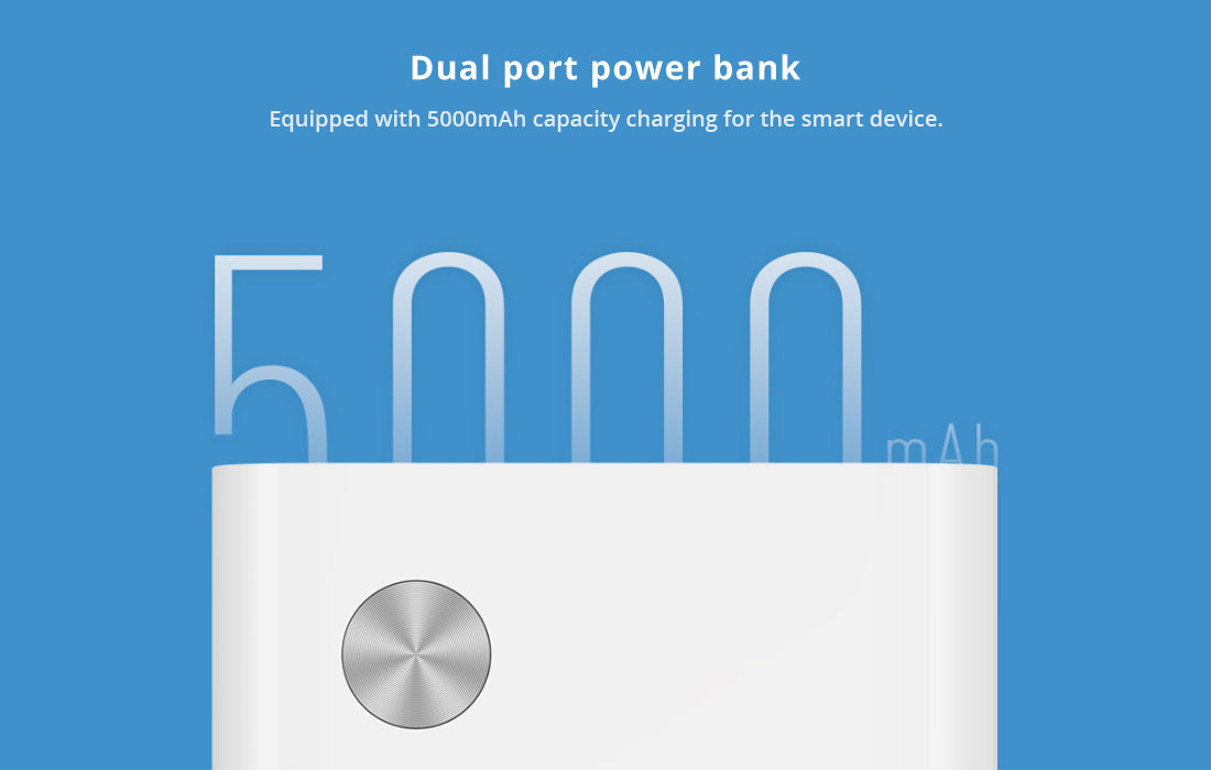 Xiaomi 2 in 1 Power Bank & Charger 5000mAh Capacity Multi-protocol Fast Charge Dual USB Output - White