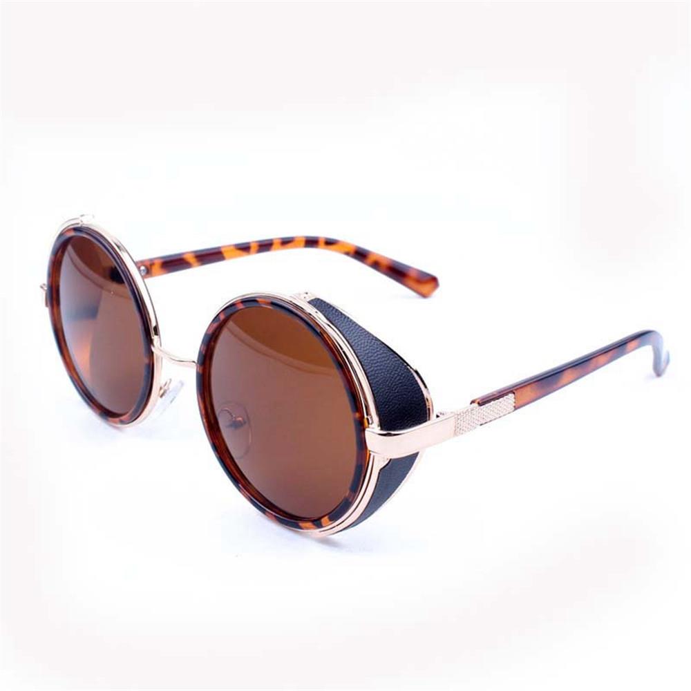 Round Metal Sunglasses Brown Spots