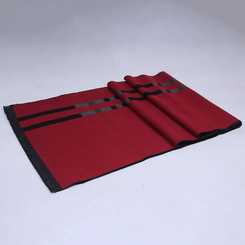 S04 Men Classic Business Imitation Cashmere Striped Plaid Warm Scarf 30x180CM - Red + Black