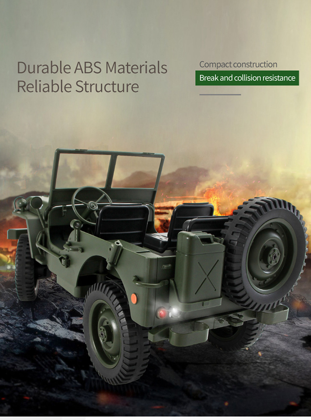 JJRC Q65 Transporter-6 2.4G 1:10 4WD Convertible Jeep Off-road RC Car Military Truck RTR - Navy Blue