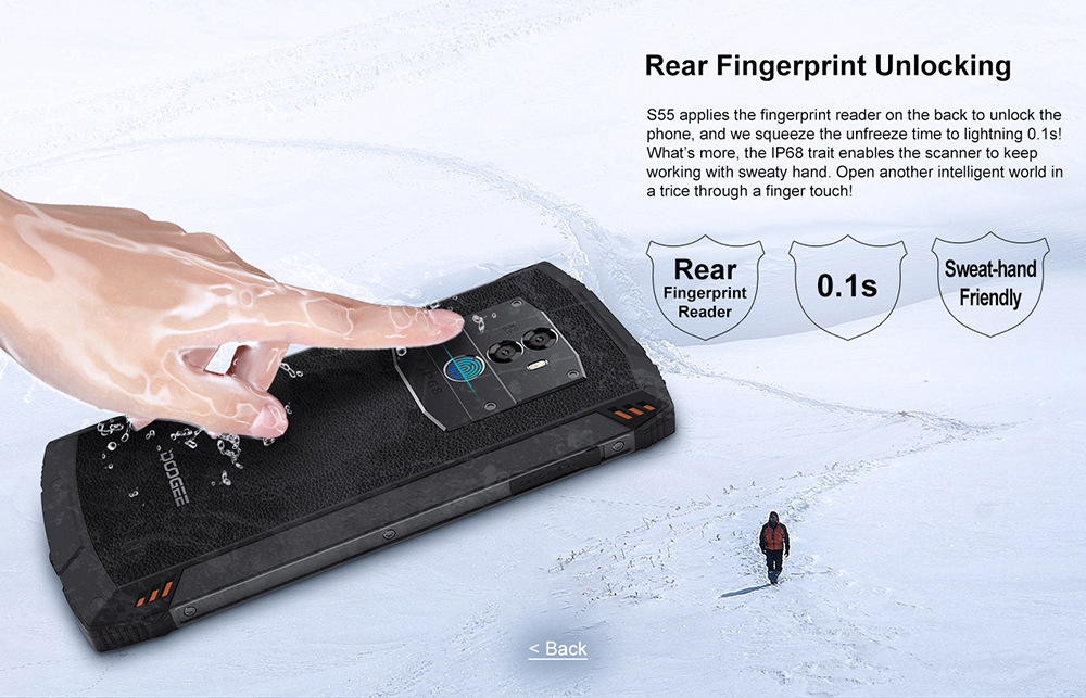 [HK Stock]DOOGEE S55 5.5 Inch 4G LTE Smartphone MT6750T 4GB 64GB 13.0MP+8.0MP Dual Rear Cameras Android 8.0 IP68 Fast Charge Touch ID - Orange