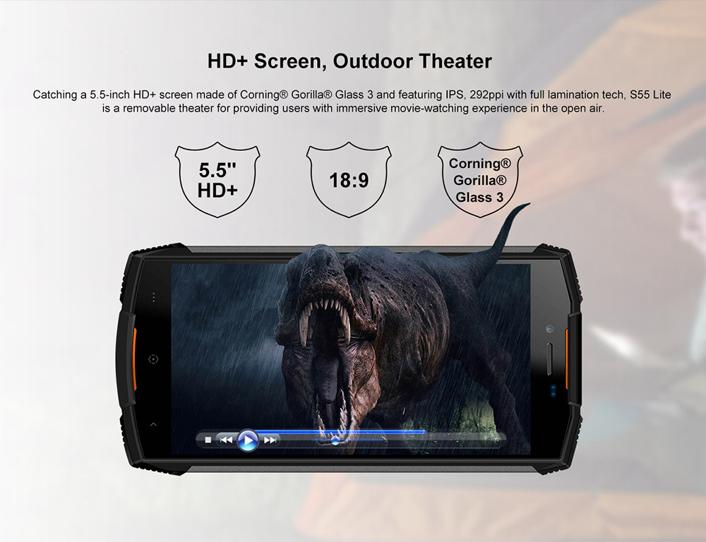[HK Stock]DOOGEE S55 Lite 5.5 Inch 4G LTE Smartphone MTK6739 2GB 16GB 13.0MP+8.0MP Dual Rear Cameras Android 8.1 Touch ID IP68 - Black