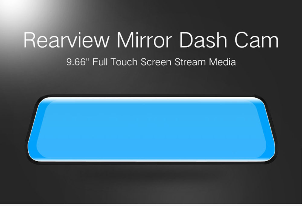 R19 Streaming Media Rearview Mirror Car DVR 9.66 Inch LCD Display 1080P 170 Degree Wide Angle Front And Rear Dual Cameras - Black