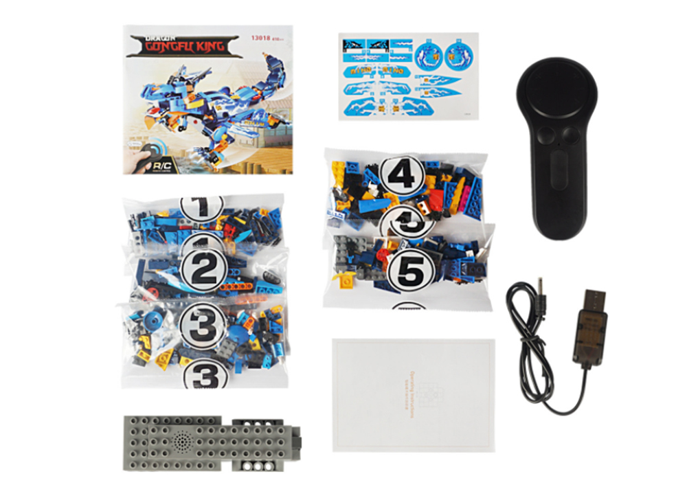 MoFun 13018 2.4G 4CH DIY Smart Remote Control Robot Building Block RC Battle Dragon Toy