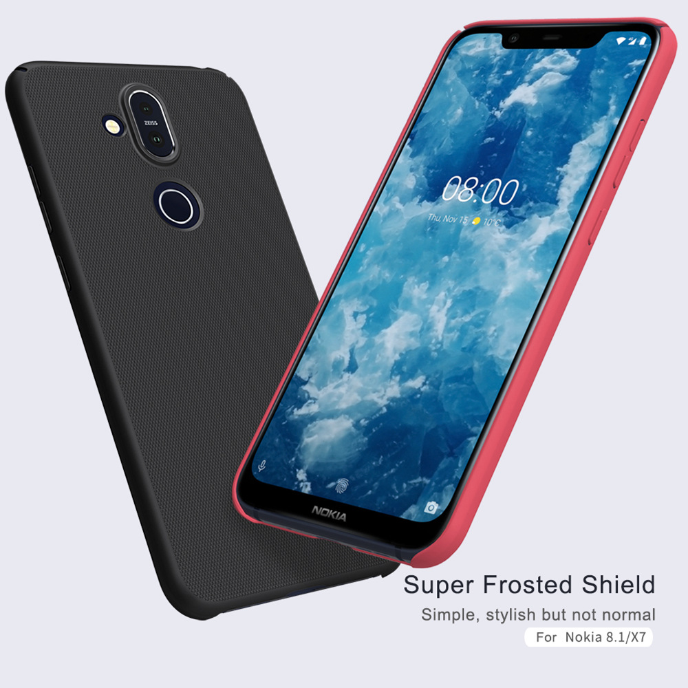 NILLKIN Matte Hard Phone Case for Nokia 8.1/X7 Protective Back Cover - Black