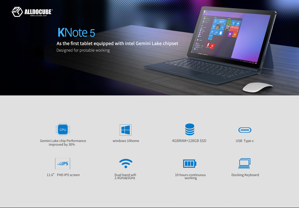 Intel gemini lake. ALLDOCUBE KNOTE 5.