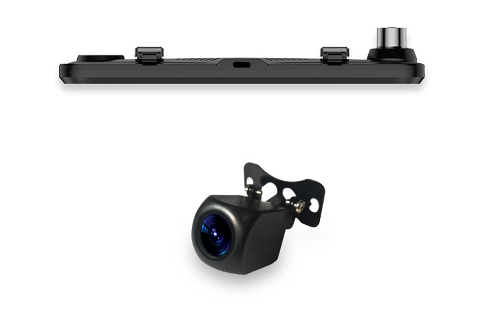 R19 Streaming Media Rearview Mirror Car DVR 9.66 Inch LCD Display 1080P 170 Degree Wide Angle Front And Rear Dual Cameras - Black