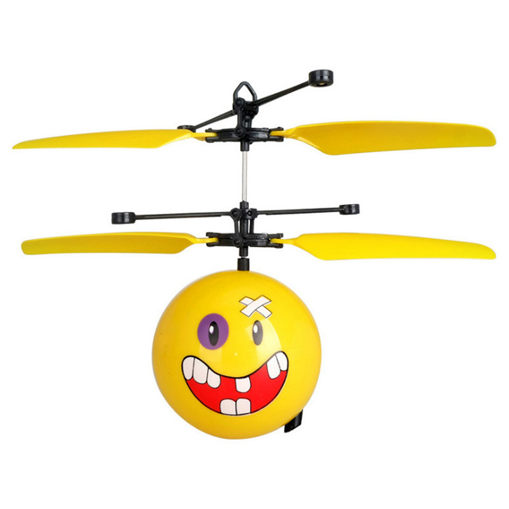 Smiley Face Flying Ball Infrared Induction Mini Aircraft Helicopter with LED Lights