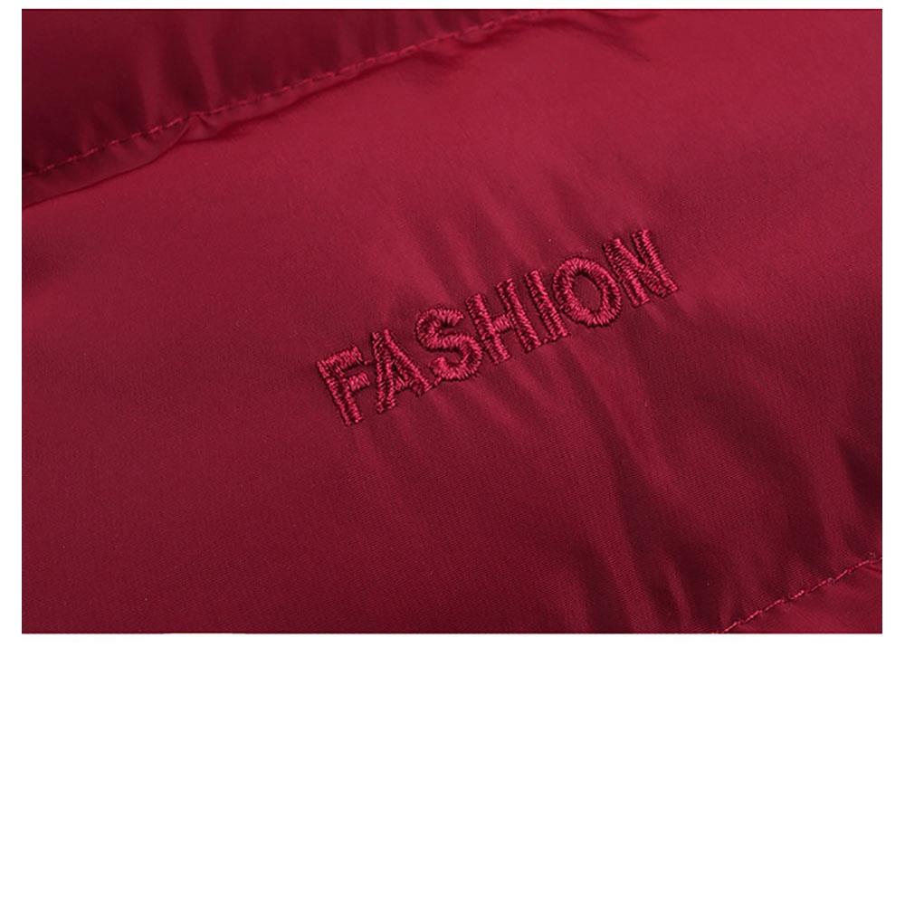 Men Winter Thick Stand Collar Solid Color Cotton Waistcoat Duck Down Jacket Size M - Red