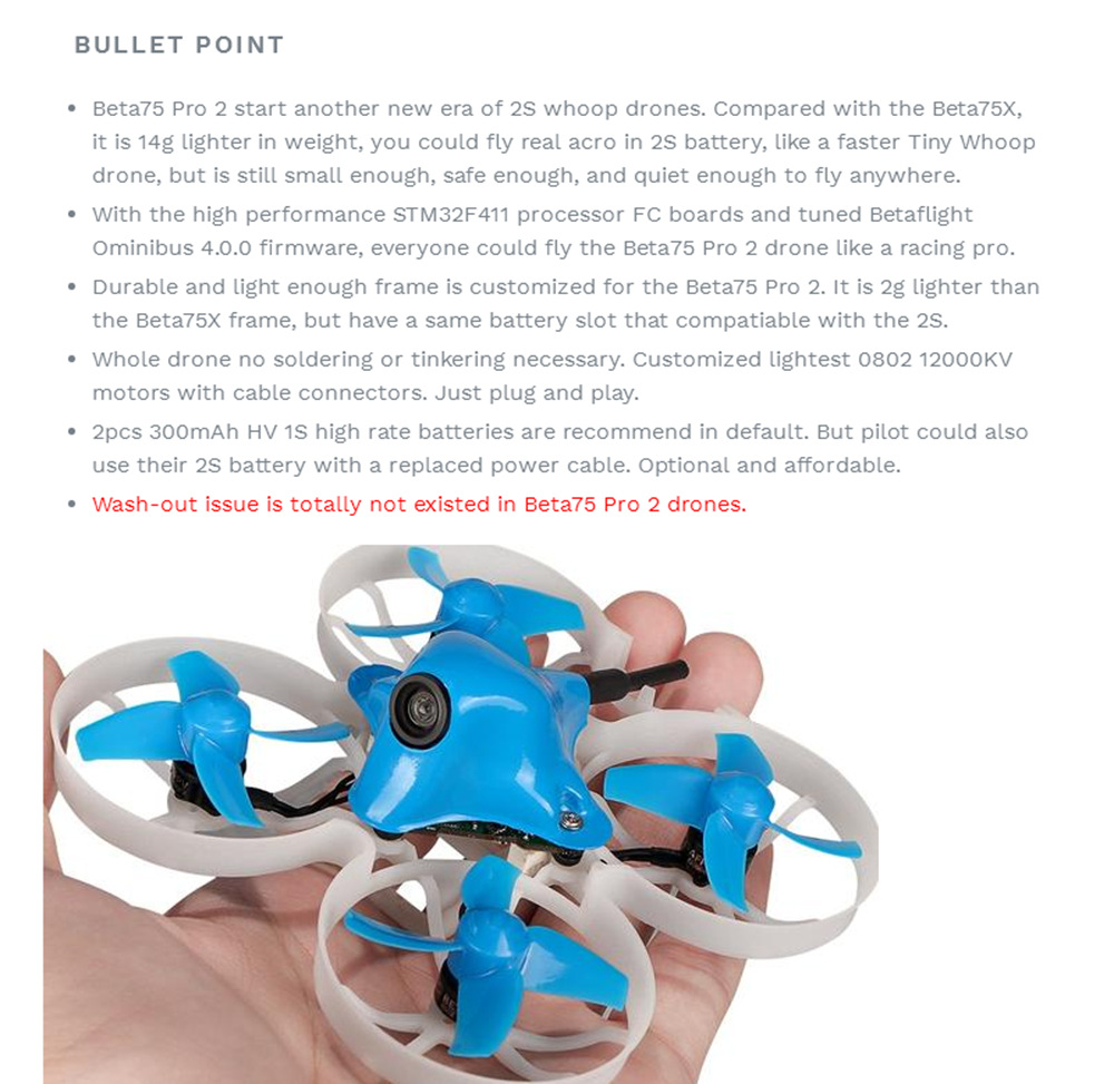 BETAFPV Beta75 Pro 2 75mm Tiny Whoop 1-2S FPV Racing Drone F4 FC OSD 5A ESC 5.8G 48CH VTX DSMX Receiver  - BNF