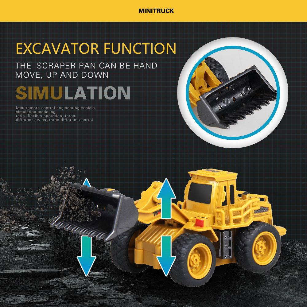 ShenQiWei 8028 1:64 4CH Mini Bulldozer RC Car Engineering Vehicles - RTR