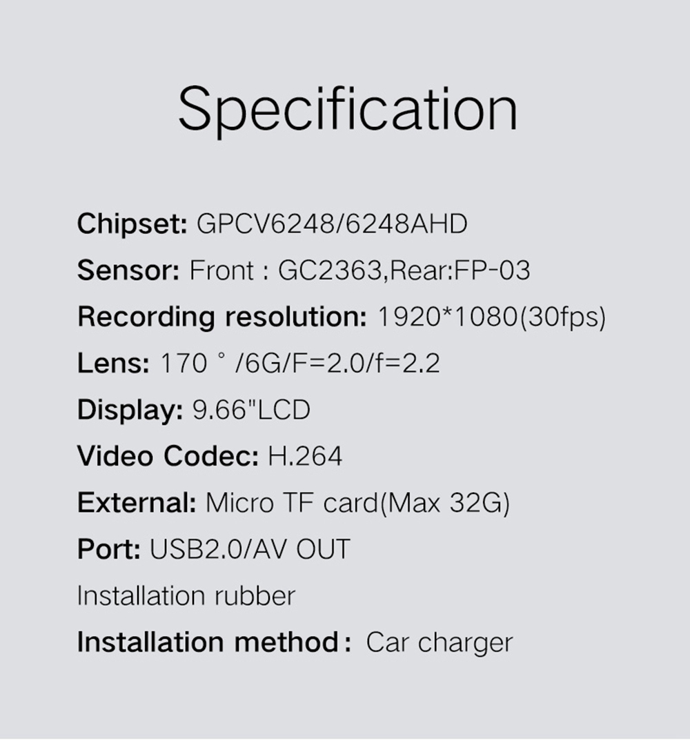 R19 Streaming Media Rearview Mirror Car DVR 9.66 Inch LCD Display 1080P 170 Degree Wide Angle Front And Rear Dual Cameras - Black