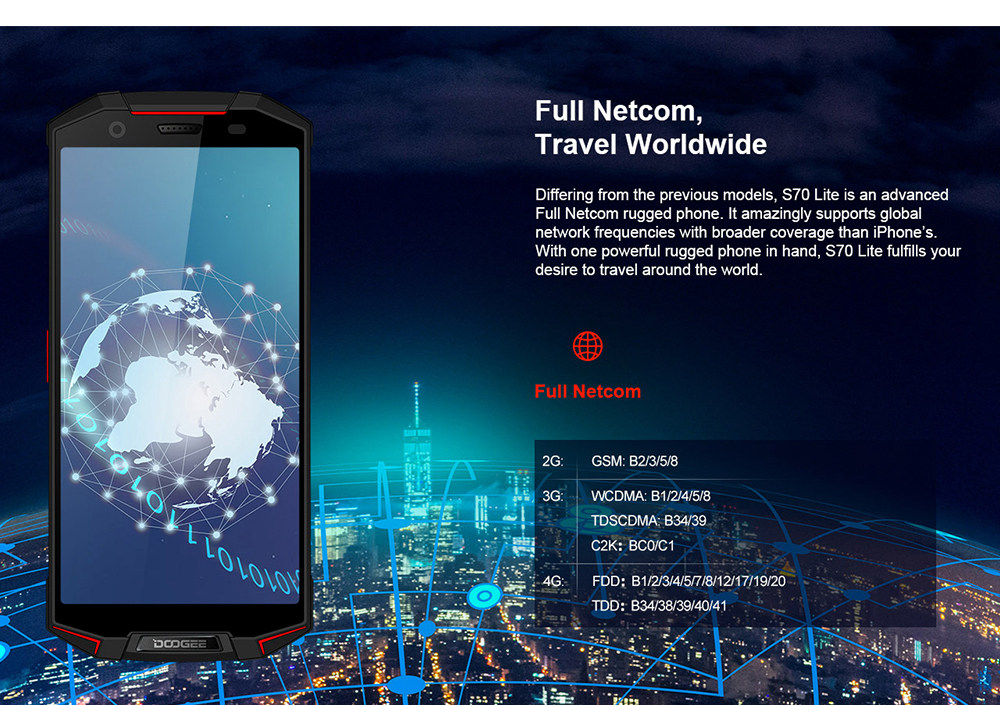 [HK Stock]DOOGEE S70 Lite 5.99 Inch 4G LTE Smartphone Helio P23 4GB 64GB 13.0MP+8.0MP Dual Rear Cameras Android 8.1 IP68 Wireless Charge NFC - Red