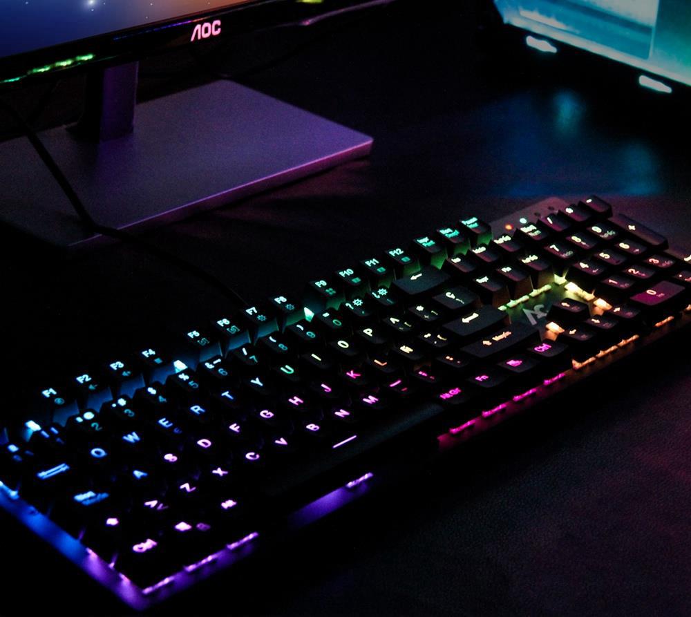 ACGAM AG-109R 105 Keys RGB Mechanical Anti-Ghosting Gaming Keyboard Spanish Layout Ergonomic Arc Full-Keyboard RGB Backlight - Black