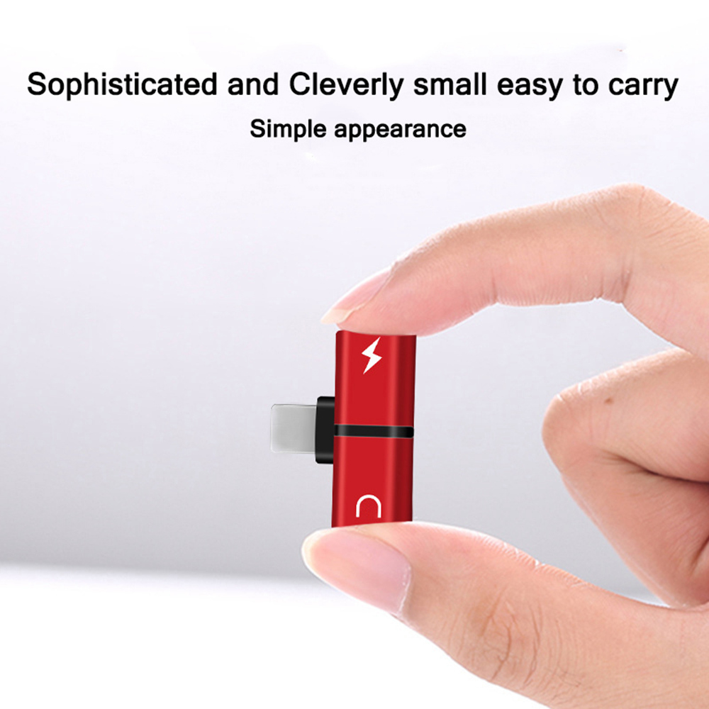 2 in 1 Audio Charging Adapter Lighting to 3.5mm Headphone Jack Charger for iPhone 7 8 Plus X - Silver