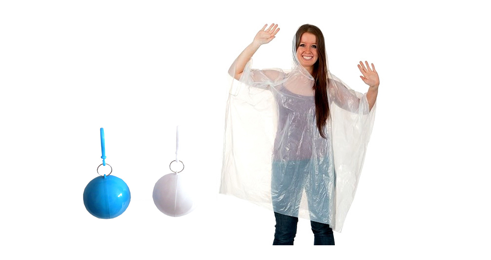 5PCS Disposable Emergency Raincoats Colorful Rain Poncho With Hook Portable Sphere Design - 5 Colors Random