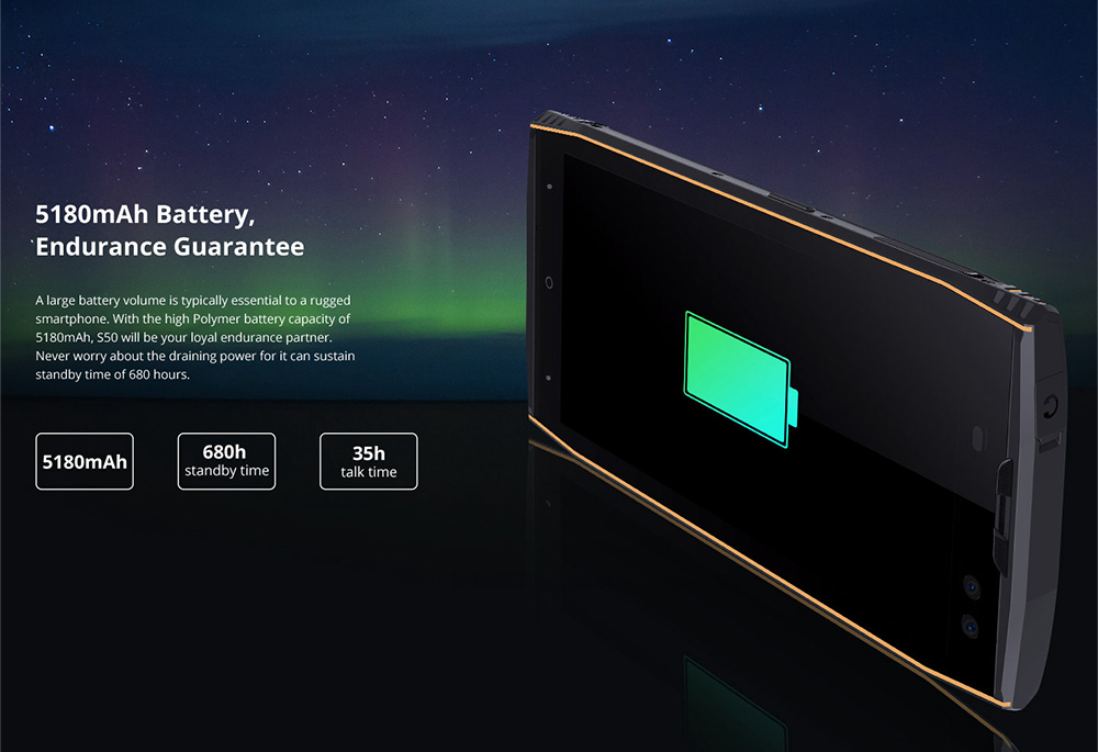 [HK Stock]DOOGEE S50 5.7 Inch 4G LTE Smartphone MT6763T 6GB 128GB 16.0MP+13.0MP Dual Rear Cameras Android 7.1 IP68 Face ID OTG - Black