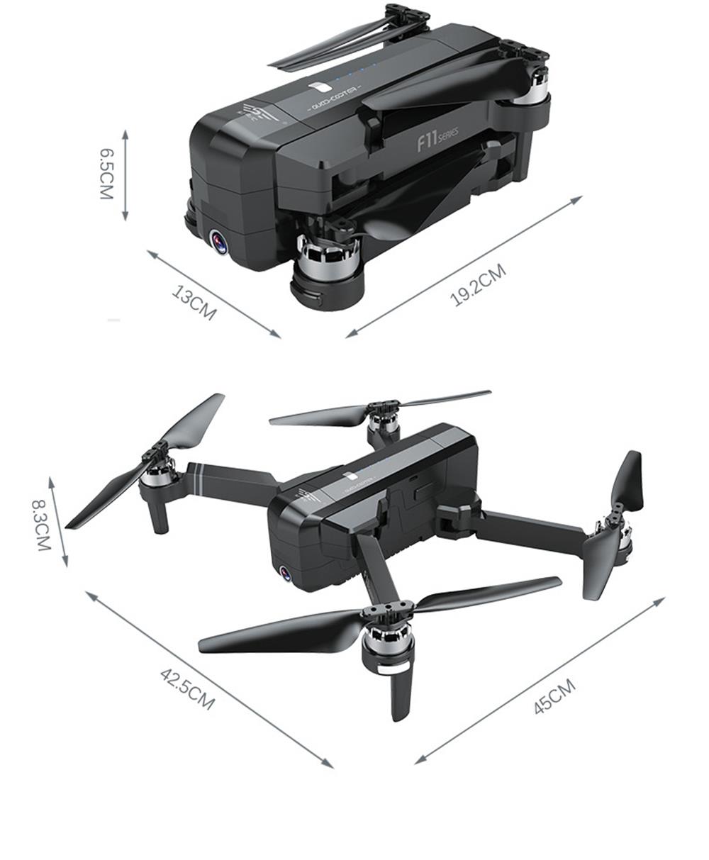 SJRC F11 1080P GPS 5G WiFi FPV Foldable Brushless RC Drone 25min Flight Time RTF - Three Battery