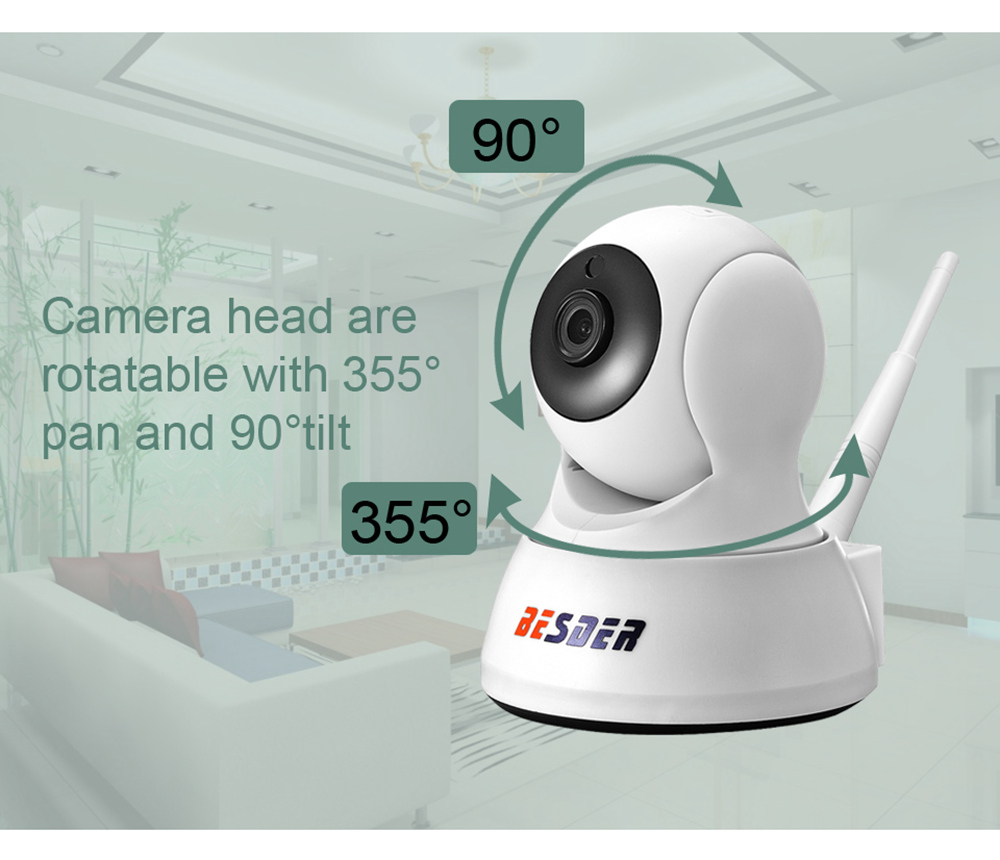 BESDER BES-N703F HD 720P Home Security Wifi IP Camera Two-way Audio Night Vision Baby Monitor - White US Plug