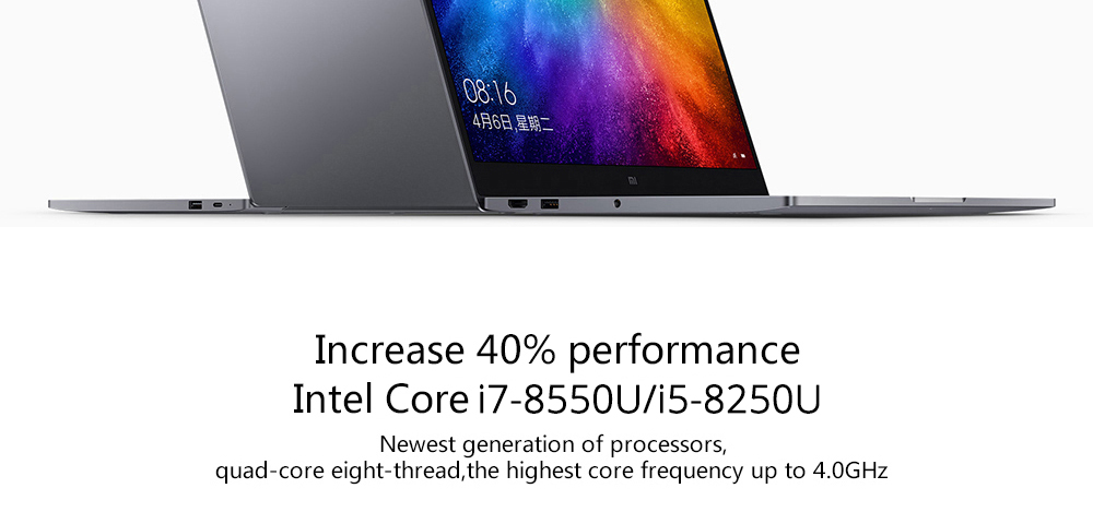 [HK Stock][Official Global Version]Xiaomi Mi Notebook Air 13.3" Enhanced Edition 1920*1080 Intel Core i5-8250U Quad Core 8GB DDR4 256GB SSD NVIDIA GeForce MX150 Fingerprints - Gray