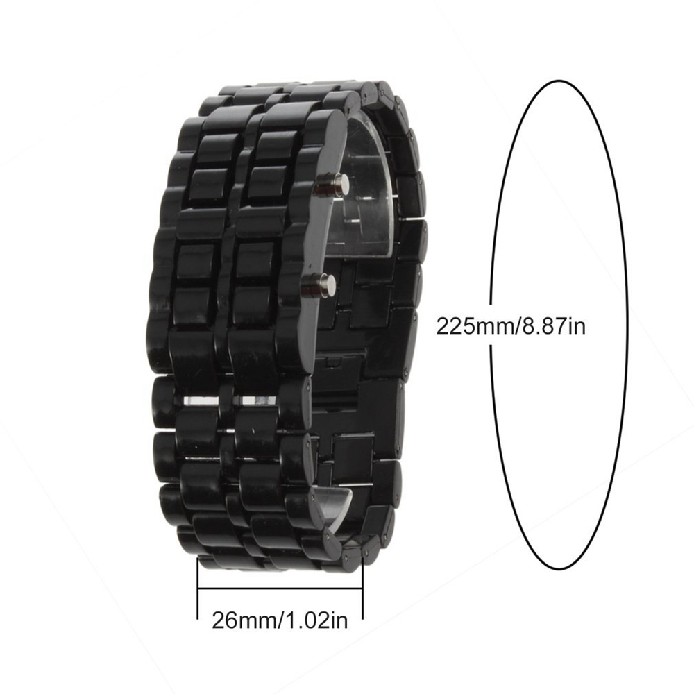 LED Digital Lava Wrist Watch Red Light - Black