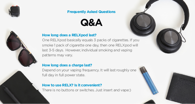 RELX E-Cigarette Kit Replaceable Atomizer Cartridge 350mAh Battery with Micro USB Cable - Classic Black