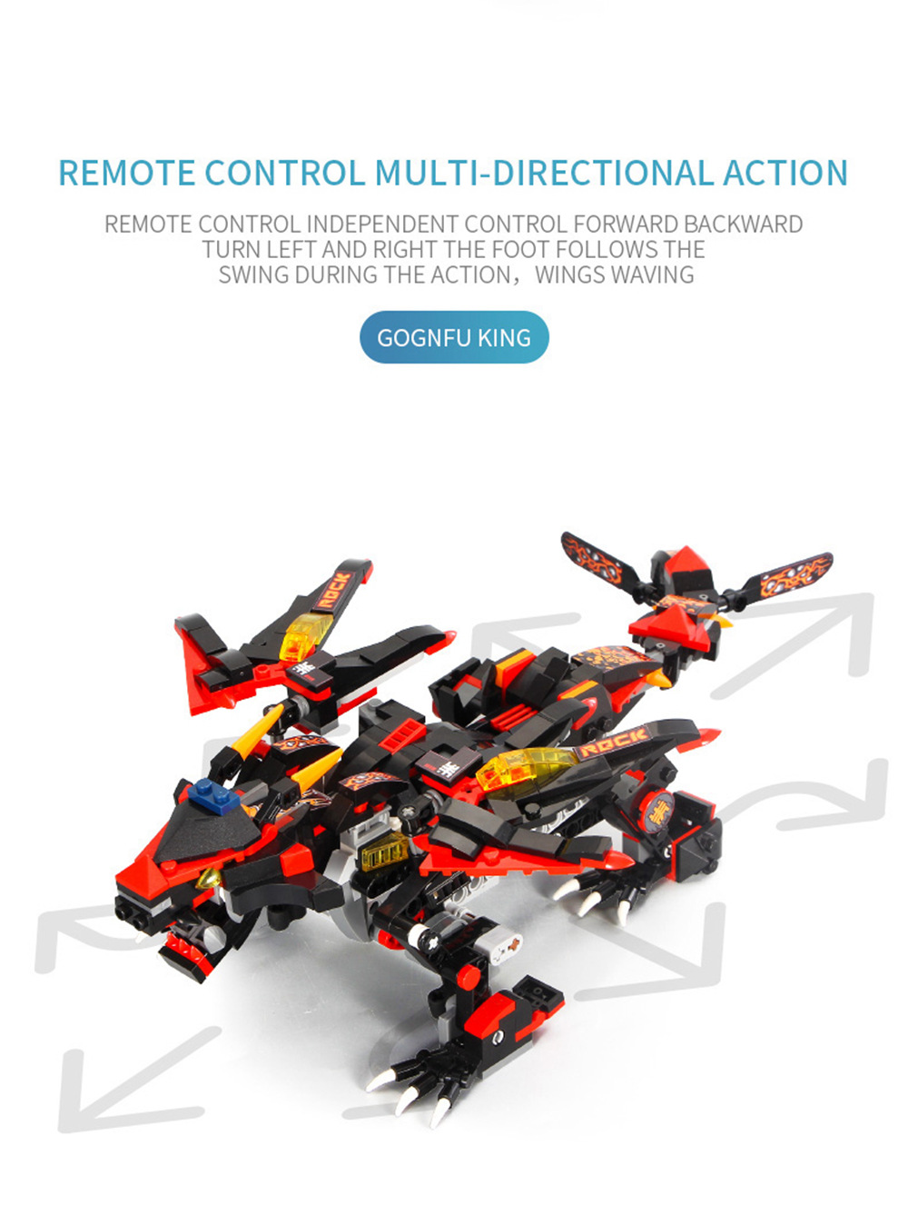 MoFun 13021 2.4G 4CH DIY Smart Remote Control Robot Building Block RC Battle Dragon Toy