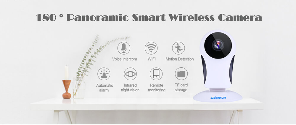 SN-IPC-3002FSW10 Panoramic Smart Wireless IP Camera Motion Detection Automatic Alarm - White
