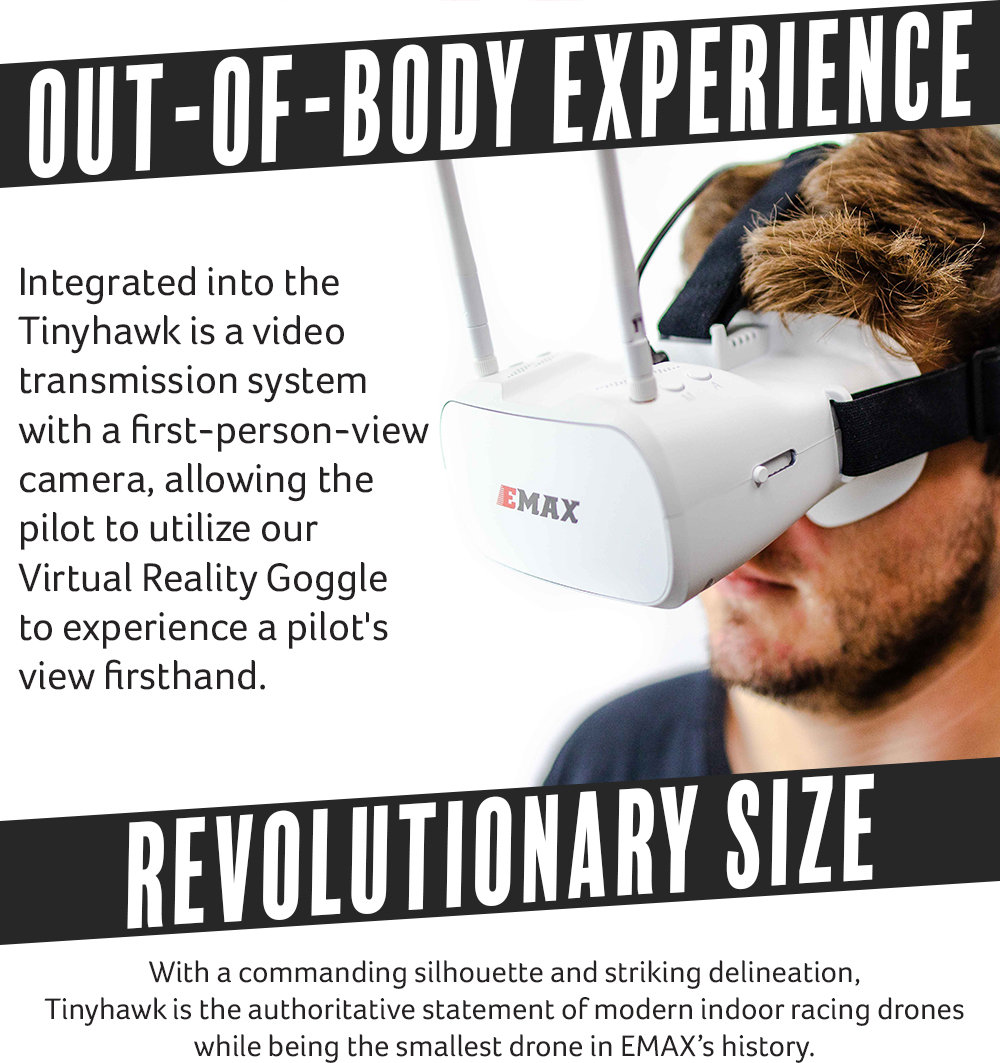 Emax TinyHawk 75mm Brushless FPV Racing Drone Unique Inverted Motor Design F4 FC 3A 4In1 ESC Frsky Receiver with Goggles