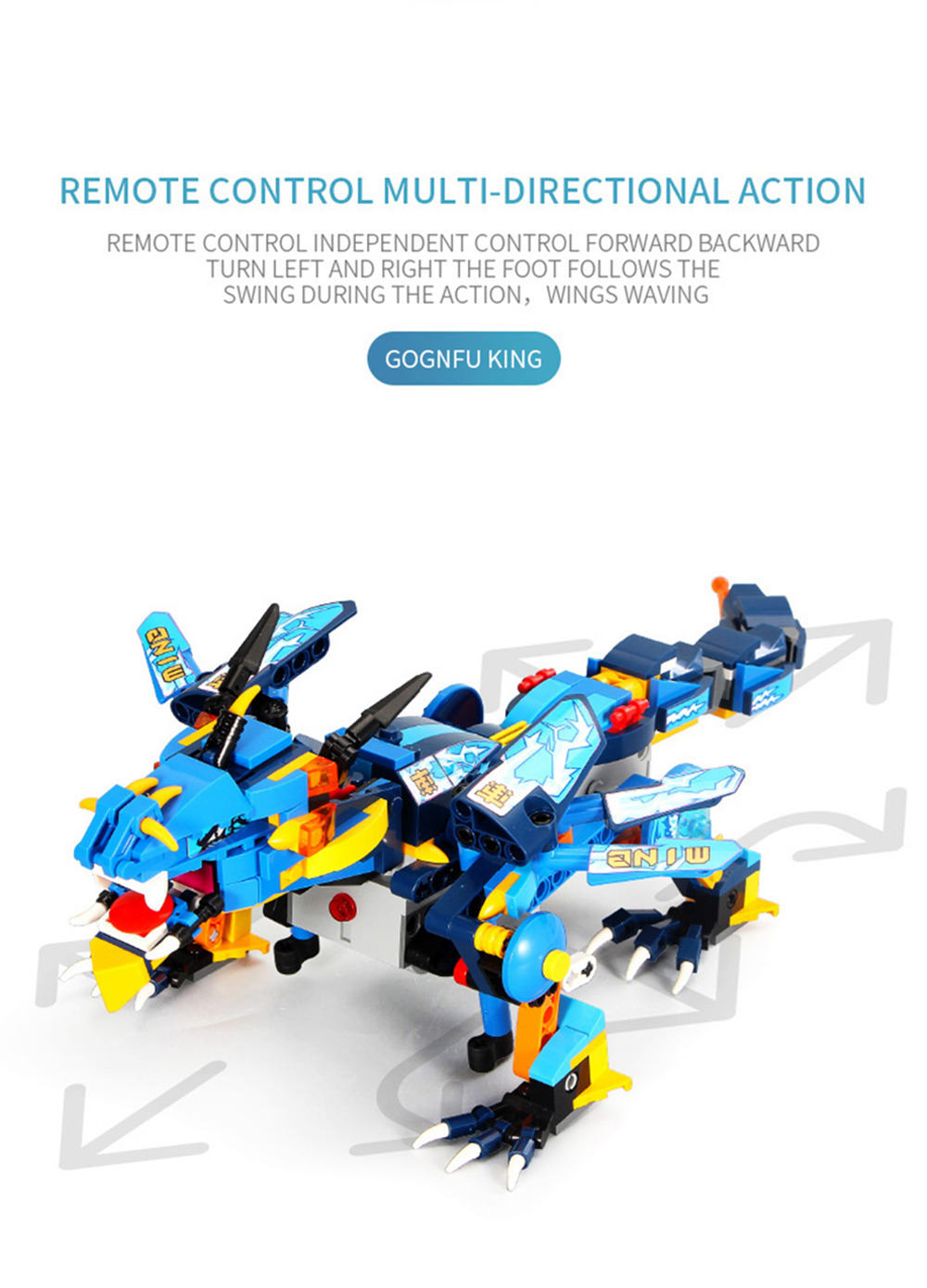 MoFun 13018 2.4G 4CH DIY Smart Remote Control Robot Building Block RC Battle Dragon Toy