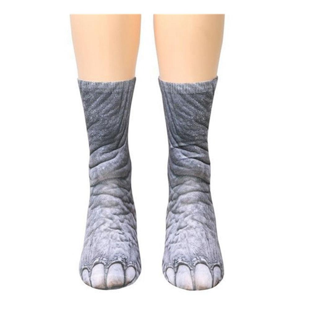 3D Printed Elephant Feet Animal Pattern Unisex Adult Socks Multicolor