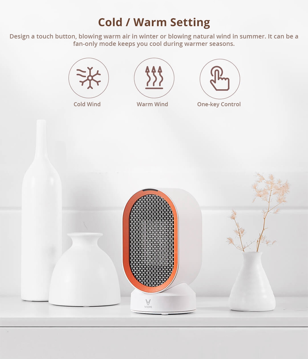 Xiaomi Viomi Mini Desktop Ceramic Space Heater Anti-tip ABS Fire Protection Oscillating Function Cold / Warm Setting - White