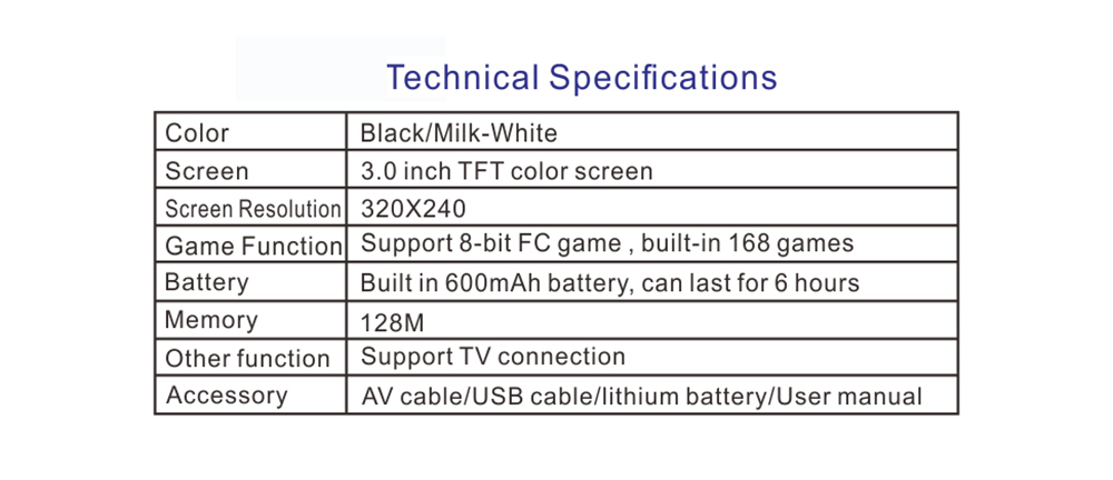 Coolbaby RS6A Retro Handheld Game Console 3.0 Inch LCD Color Kids Game Player Built-in 168 Games - Black