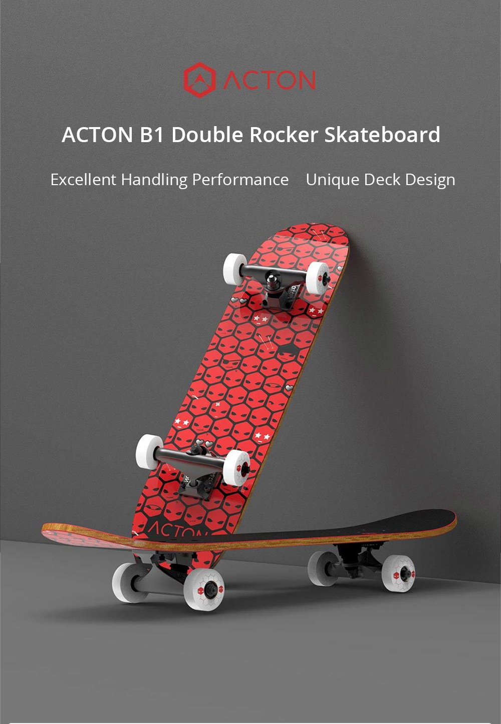 Xiaomi ACTON B1 Double Rocker Skateboard Seven-layer Canadian Maple Excellent Handling Performance - Black
