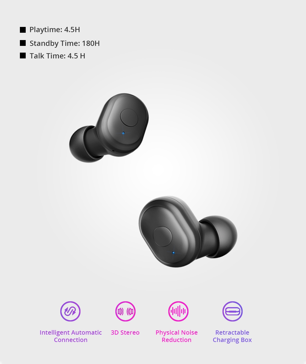 T11 Wireless Earbuds Bluetooth 5.0 Stereo Sound  - Black