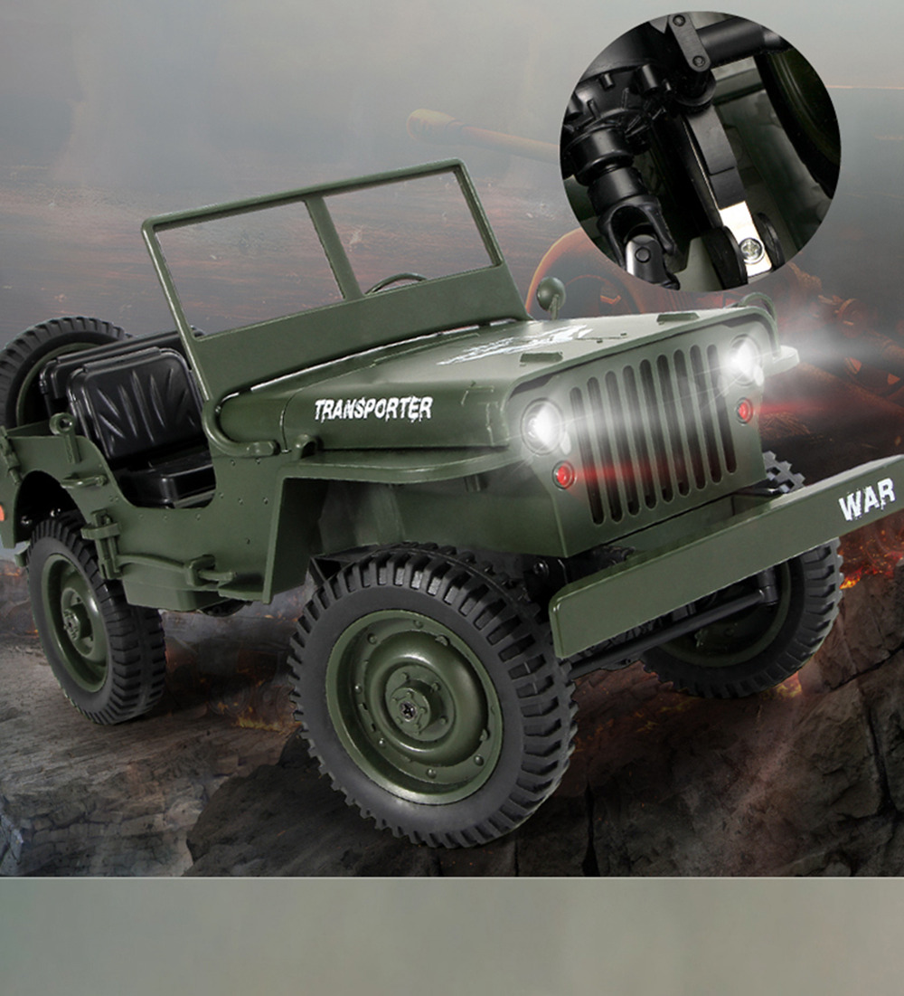 JJRC Q65 Transporter-6 2.4G 1:10 4WD Convertible Jeep Off-road RC Car Military Truck RTR - Khaki