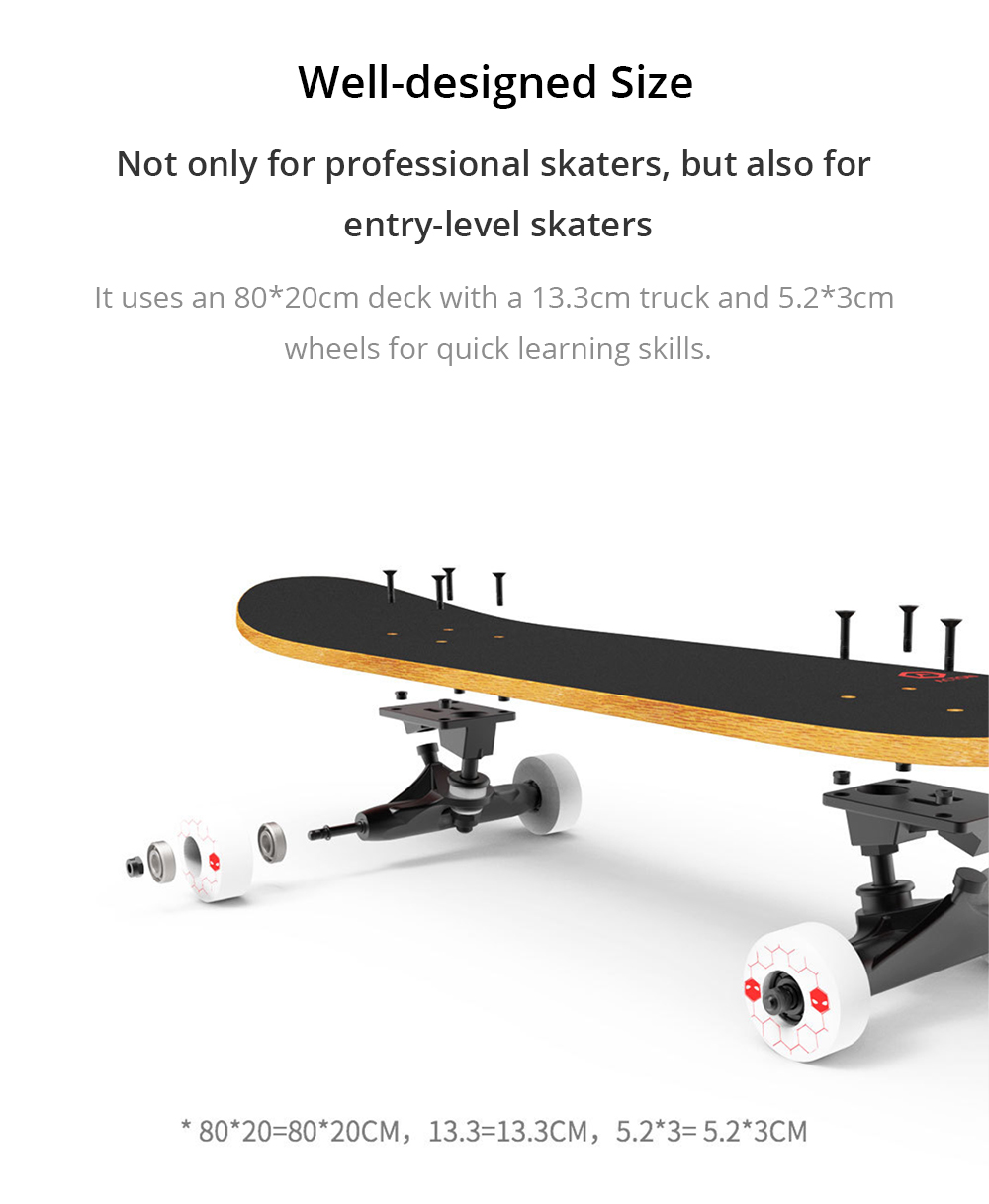 Xiaomi Action B1 Double Rocker Skateboard Seven-layer Canadian Maple Excellent Handling Performance - Black