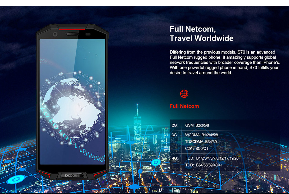 [HK Stock]DOOGEE S70 5.99 Inch 4G LTE Smartphone Helio P23 6GB 64GB 12.0MP+5.0MP Dual Rear Cameras Android 8.1 IP68 Fast Charge NFC - Red