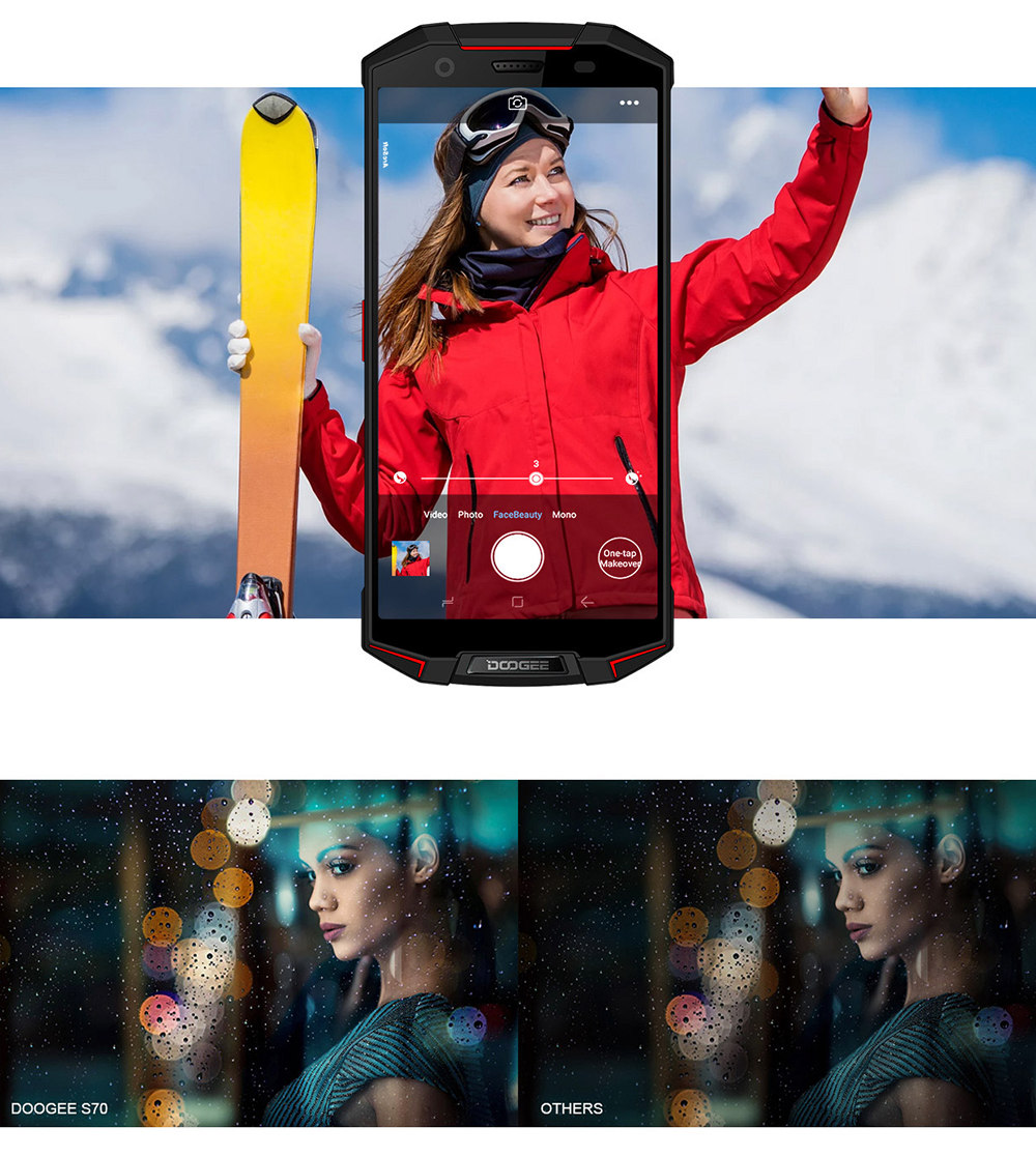 [HK Stock]DOOGEE S70 5.99 Inch 4G LTE Smartphone Helio P23 6GB 64GB 12.0MP+5.0MP Dual Rear Cameras Android 8.1 IP68 Fast Charge NFC - Red