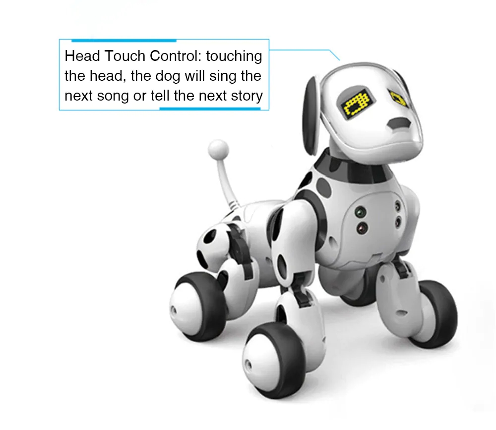 DIMEI 9007A Touch Sensing Intelligent RC Robot Dog Toy Gift - Black White