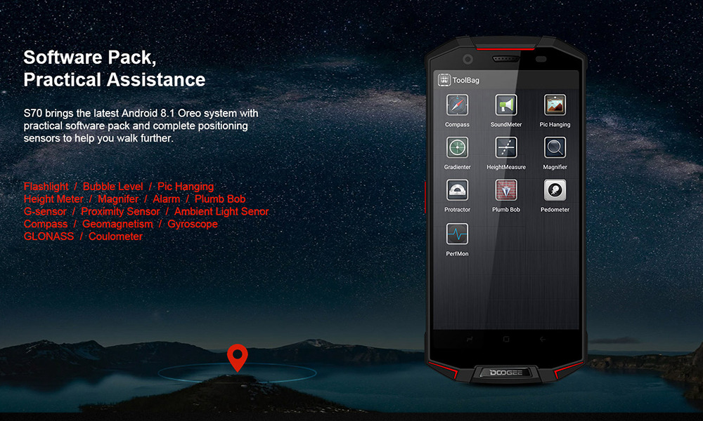 [HK Stock]DOOGEE S70 5.99 Inch 4G LTE Smartphone Helio P23 6GB 64GB 12.0MP+5.0MP Dual Rear Cameras Android 8.1 IP68 Fast Charge NFC - Red