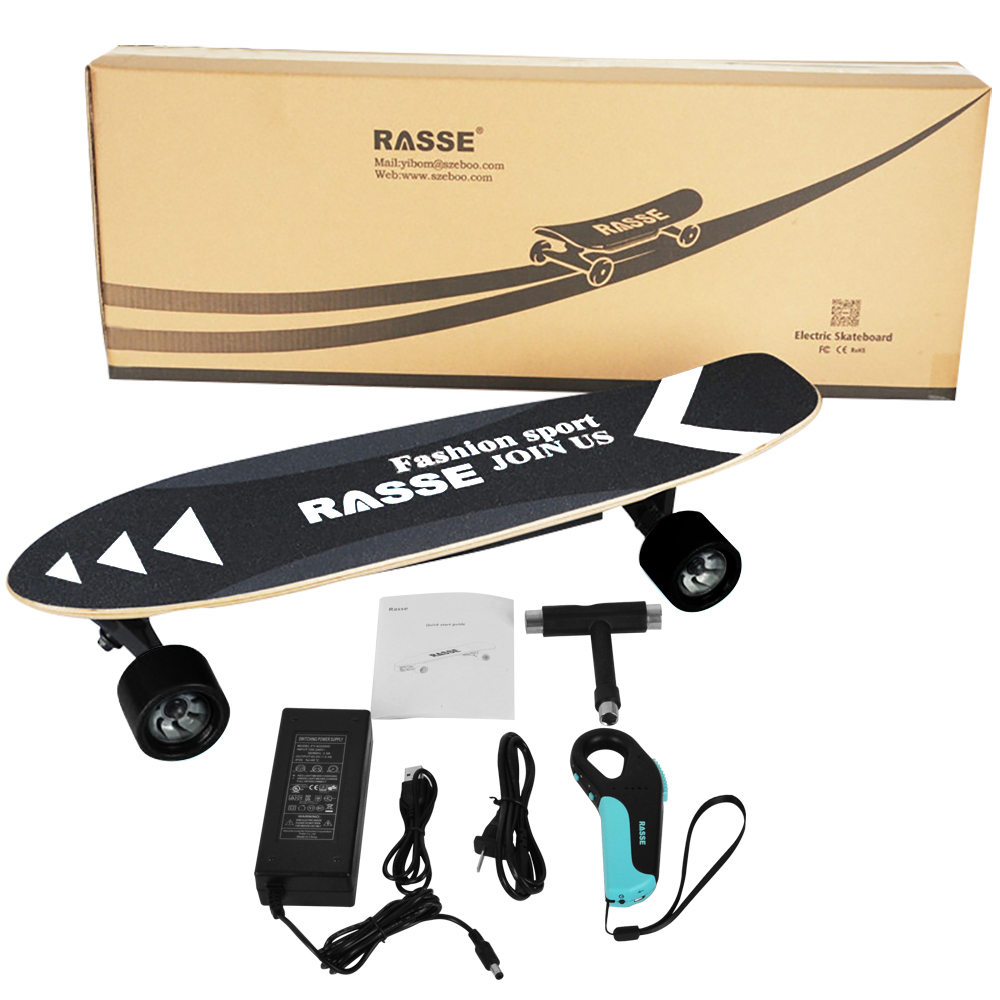 [EU Stock] RASSE YB-S001 Electric Skateboard Wireless Remote Control Single 250W Motor 18km/h EU Plug - Black